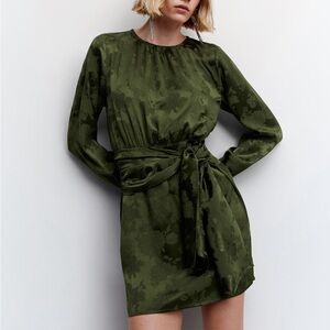 Mango Olive Long Sleeve Dress